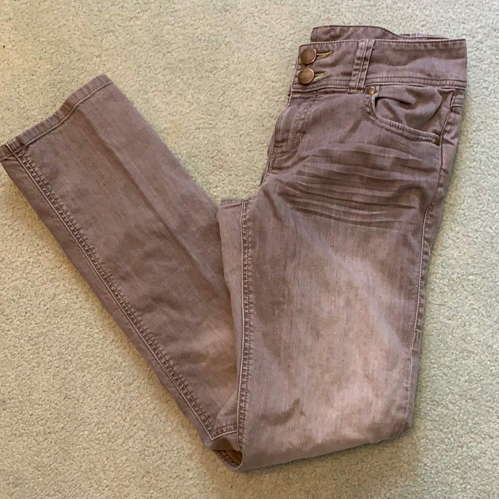 Cabi grey straight leg distressed denim jeans Suze 4
